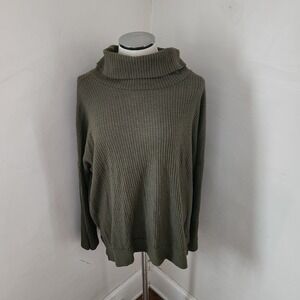 White Birch Olive Green Waffle Knit Turtleneck Oversized Sweater XL